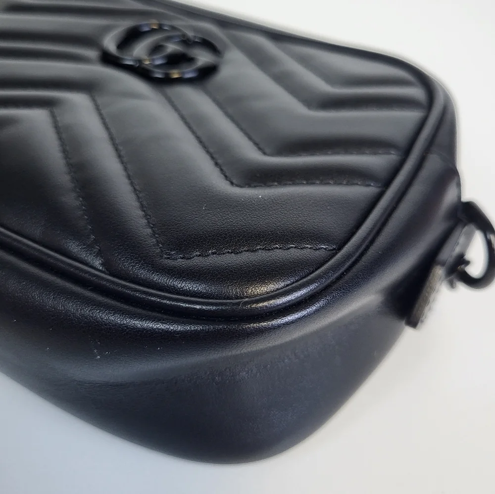 Gucci Marmot Mini Shoulder Bag Black Leather - Picture 6 of 16